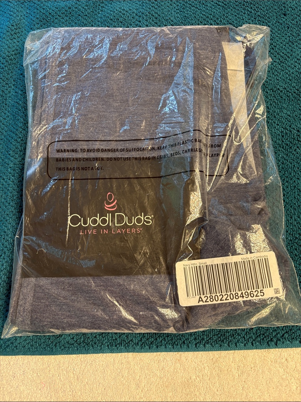 Cuddl Duds Heather Navy French Terry Slim Pants Size S